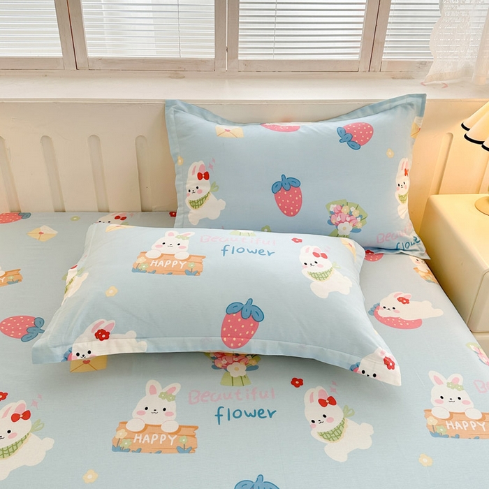 91家纺网 家纺一手货源 找家纺 绵庭家纺 2025新款全棉印花四件套系列 奇趣欢乐园-蓝