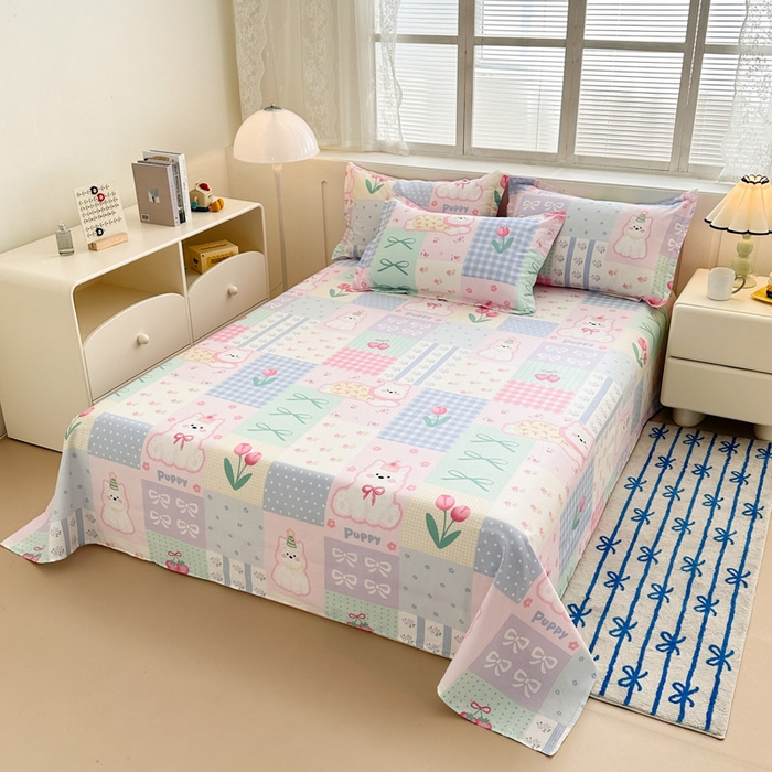 91家纺网 家纺一手货源 找家纺 绵庭家纺 2025新款全棉印花单床单系列 甜宠派队