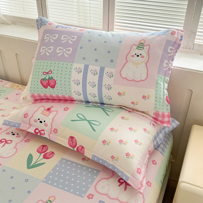 91家纺网 家纺一手货源 找家纺 绵庭家纺 2025新款全棉印花单枕套系列 甜宠派队