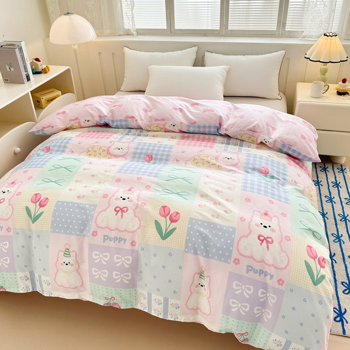 91家纺网 家纺一手货源 找家纺 绵庭家纺 2025新款全棉印花单被套系列 甜宠派队