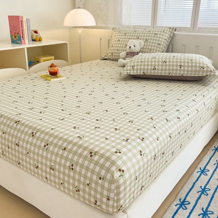 91家纺网 家纺一手货源 找家纺 绵庭家纺 2025新款全棉印花单床笠系列 酸甜樱桃