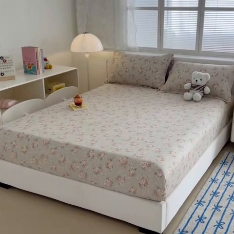 91家纺网 家纺一手货源 找家纺 绵庭家纺 2025新款全棉印花单床笠系列 杜若