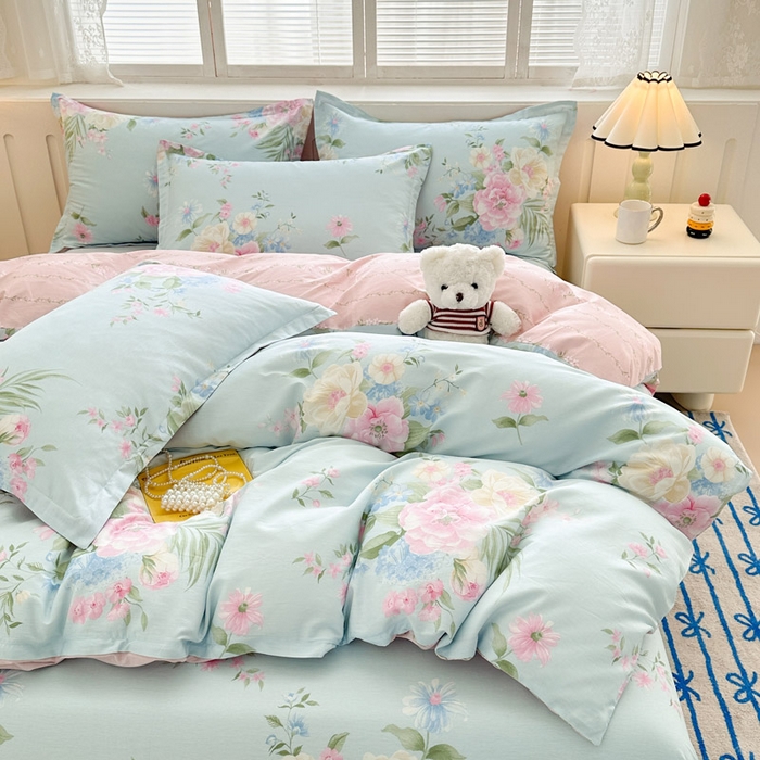 91家纺网 家纺一手货源 找家纺 绵庭家纺 2025新款全棉印花四件套系列 清巧花梦