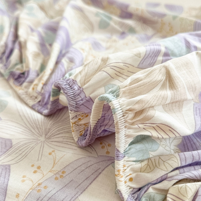 91家纺网 家纺一手货源 找家纺 绵庭家纺 2025新款全棉印花单床笠系列 紫叶倾城