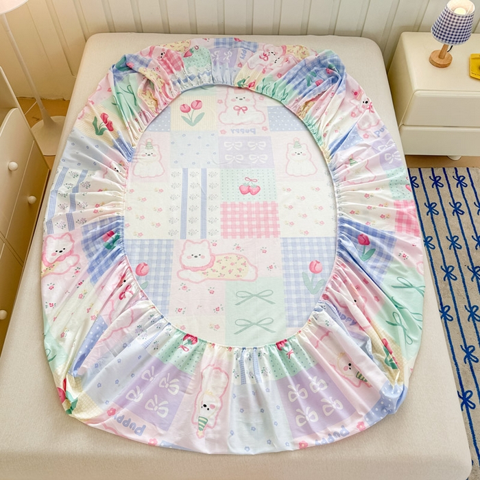 91家纺网 家纺一手货源 找家纺 绵庭家纺 2025新款全棉印花单床笠系列 甜宠派对