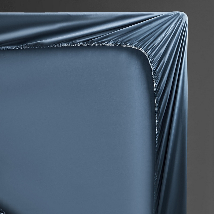 91家纺网 家纺一手货源 找家纺 轩和家居 2024新款A类70支长绒棉床笠 珐琅蓝