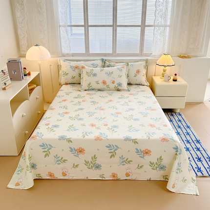 91家纺网 家纺一手货源 找家纺 绵庭家纺 2025新款全棉印花单床单系列 花语情怀