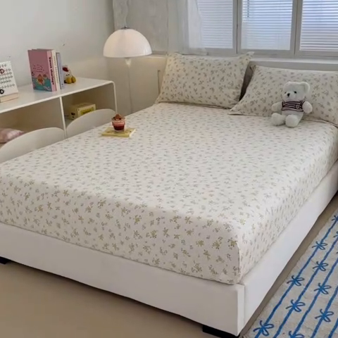 91家纺网 家纺一手货源 找家纺 绵庭家纺 2025新款全棉印花单床笠系列 故事小黄花