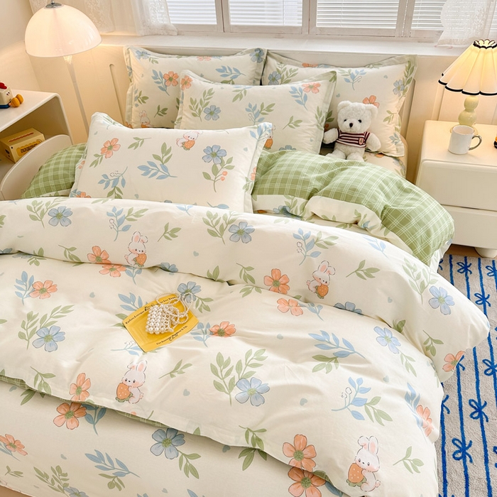 91家纺网 家纺一手货源 找家纺 绵庭家纺 2025新款全棉印花四件套系列 花语情怀