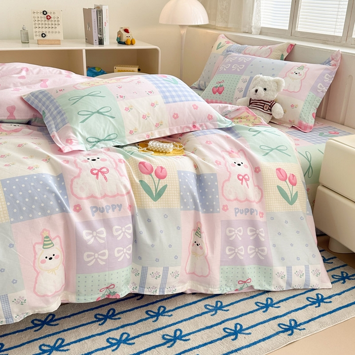 91家纺网 家纺一手货源 找家纺 绵庭家纺 2025新款全棉印花四件套系列 甜宠派队