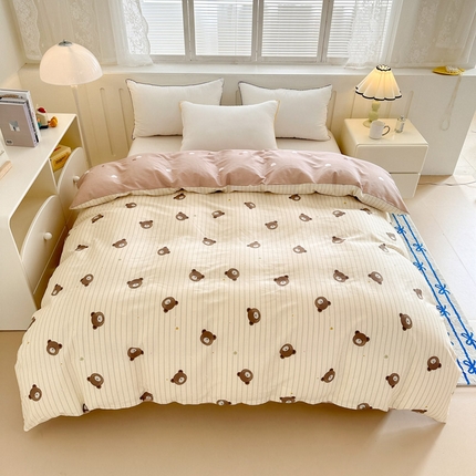 绵庭家纺 2025新款全棉印花单被套系列 熊嘟嘟