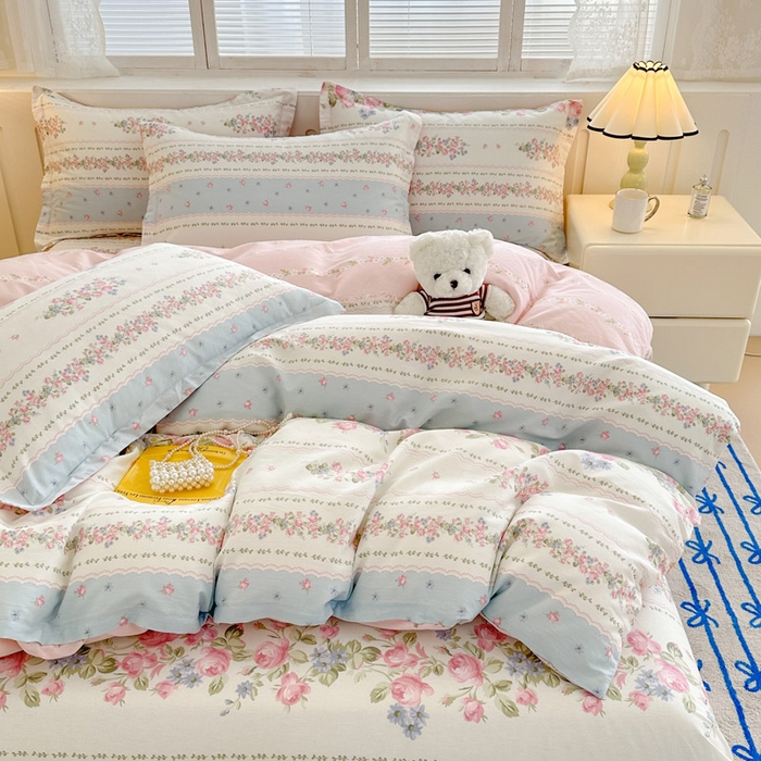 91家纺网 家纺一手货源 找家纺 绵庭家纺 2025新款全棉印花四件套系列 云听若舞