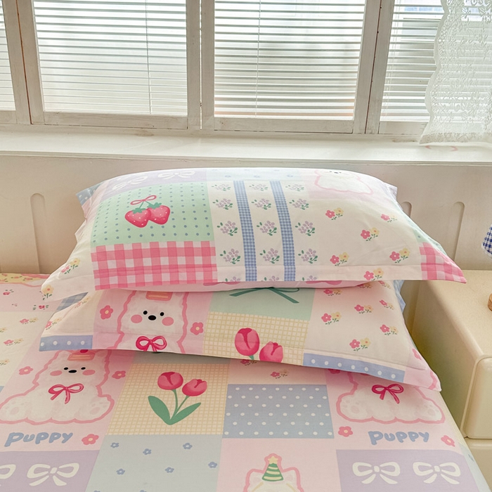 91家纺网 家纺一手货源 找家纺 绵庭家纺 2025新款全棉印花单枕套系列 甜宠派队