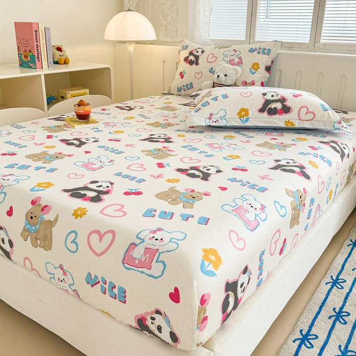 91家纺网 家纺一手货源 找家纺 绵庭家纺 2025新款全棉印花单床笠系列 童趣涂鸦