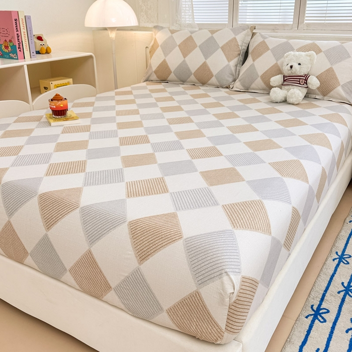 91家纺网 家纺一手货源 找家纺 绵庭家纺 2025新款全棉印花单床笠系列 瑞吉斯-黄