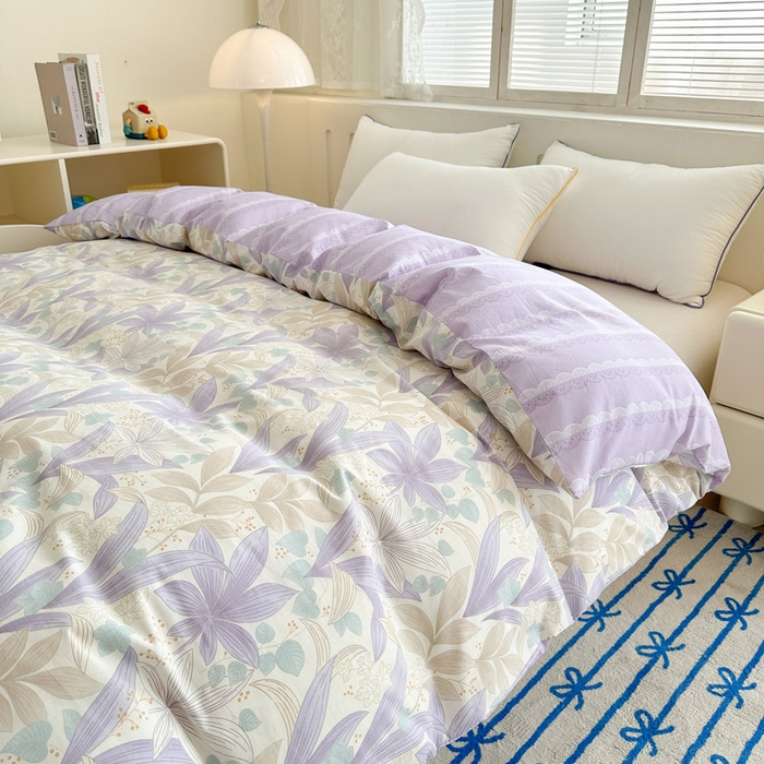 91家纺网 家纺一手货源 找家纺 绵庭家纺 2025新款全棉印花单被套系列 紫叶倾城