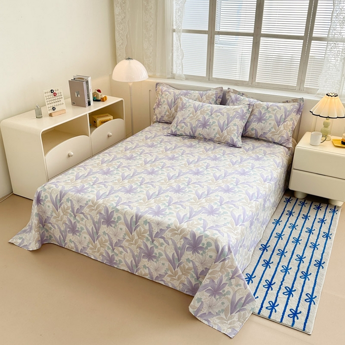 91家纺网 家纺一手货源 找家纺 绵庭家纺 2025新款全棉印花单床单系列 紫叶倾城