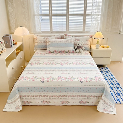 91家纺网 家纺一手货源 找家纺 绵庭家纺 2025新款全棉印花单床单系列 云听若舞