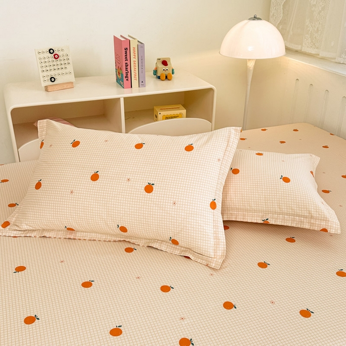 91家纺网 家纺一手货源 找家纺 绵庭家纺 2025新款全棉印花单枕套系列 甜桔
