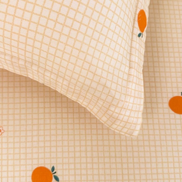 91家纺网 家纺一手货源 找家纺 绵庭家纺 2025新款全棉印花单枕套系列 甜桔