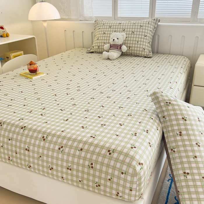 91家纺网 家纺一手货源 找家纺 绵庭家纺 2025新款全棉印花单床笠系列 酸甜樱桃