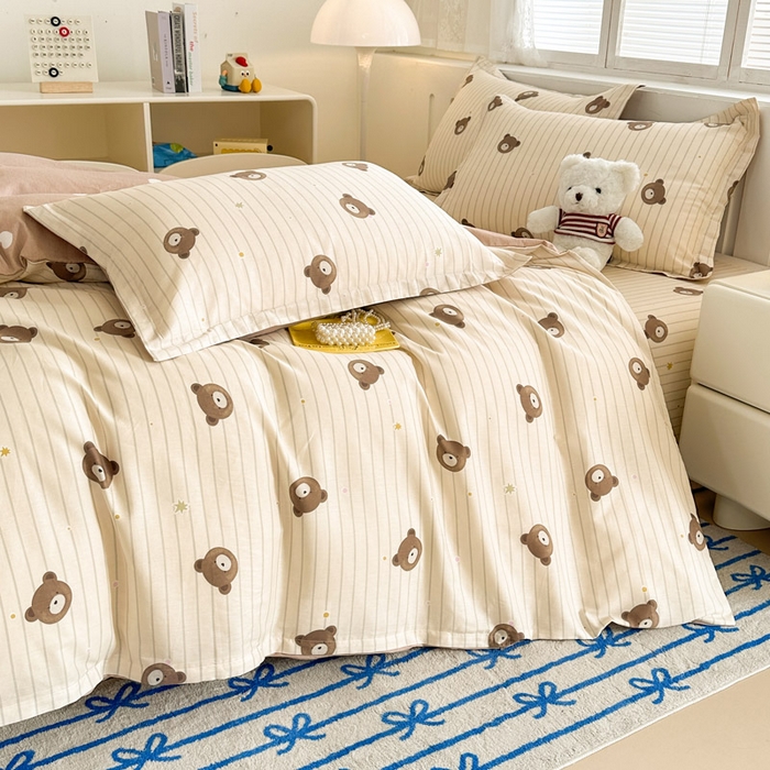 91家纺网 家纺一手货源 找家纺 绵庭家纺 2025新款全棉印花四件套系列 熊嘟嘟