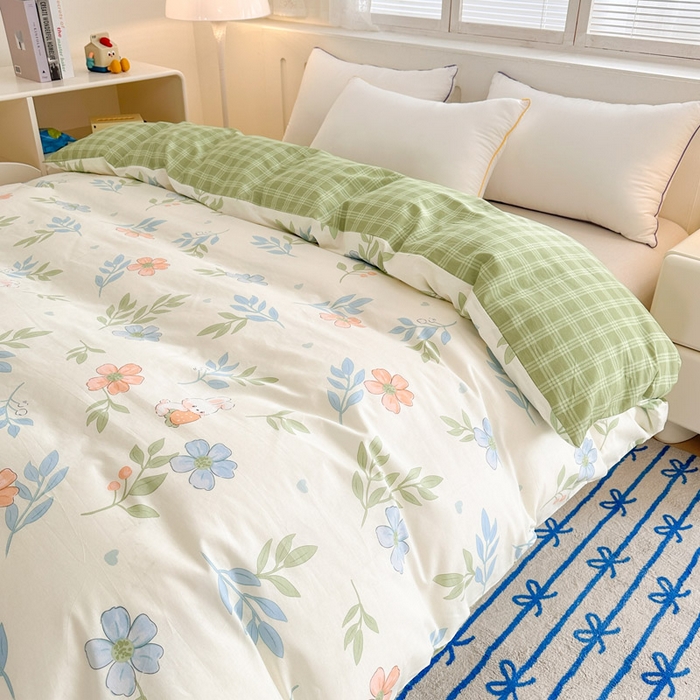 91家纺网 家纺一手货源 找家纺 绵庭家纺 2025新款全棉印花单被套系列 花语情怀