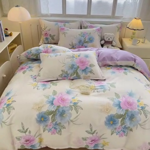 91家纺网 家纺一手货源 找家纺 绵庭家纺 2025新款全棉印花四件套系列 明媚春晖