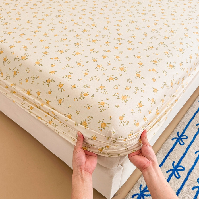 91家纺网 家纺一手货源 找家纺 绵庭家纺 2025新款全棉印花单床笠系列 故事小黄花