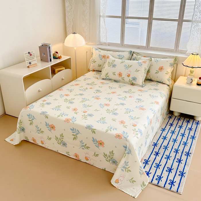 91家纺网 家纺一手货源 找家纺 绵庭家纺 2025新款全棉印花单床单系列 花语情怀