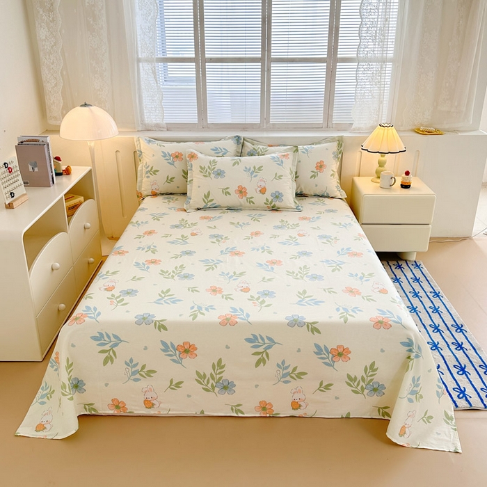 91家纺网 家纺一手货源 找家纺 绵庭家纺 2025新款全棉印花单床单系列 花语情怀