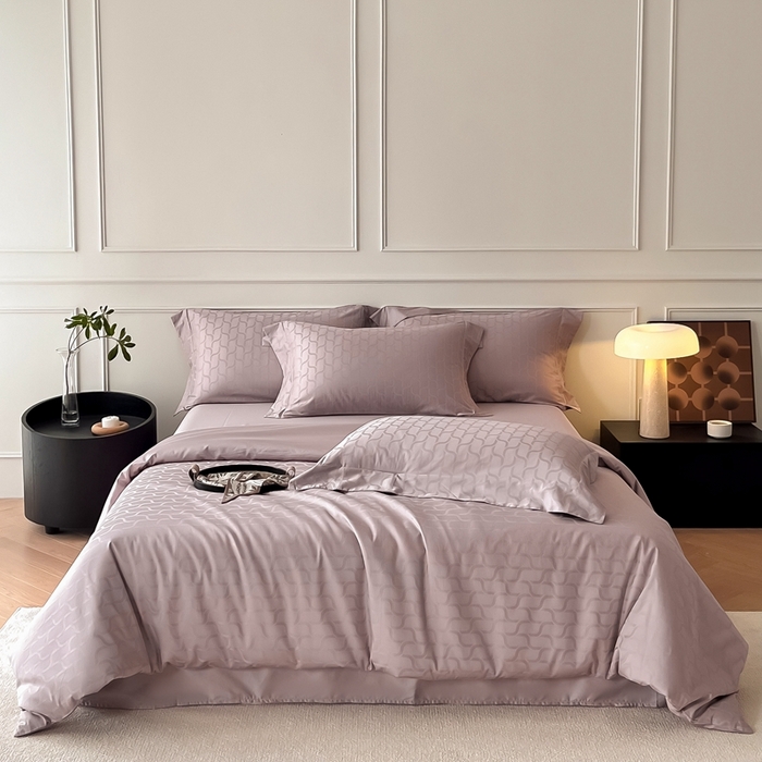 91家纺网 家纺一手货源 找家纺 舒慕 2025新款高端100支长绒棉全棉提花轻奢四件套 菲林客