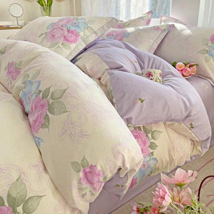 优选良品 2025新款直播爆款全棉-ins印花系列四件套纯棉三件套床单床笠海棠园