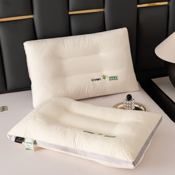91家纺网 家纺一手货源 找家纺 佳尚枕芯 2025新款金银花乳胶护颈助眠抗菌枕吸湿透气枕芯枕头 米白