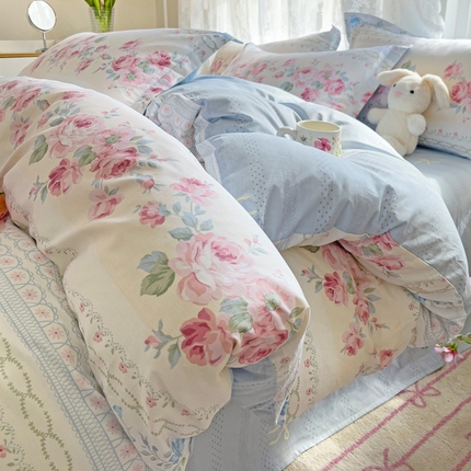 优选良品 2025新款直播爆款全棉-ins印花系列四件套纯棉三件套床单床笠苏夏