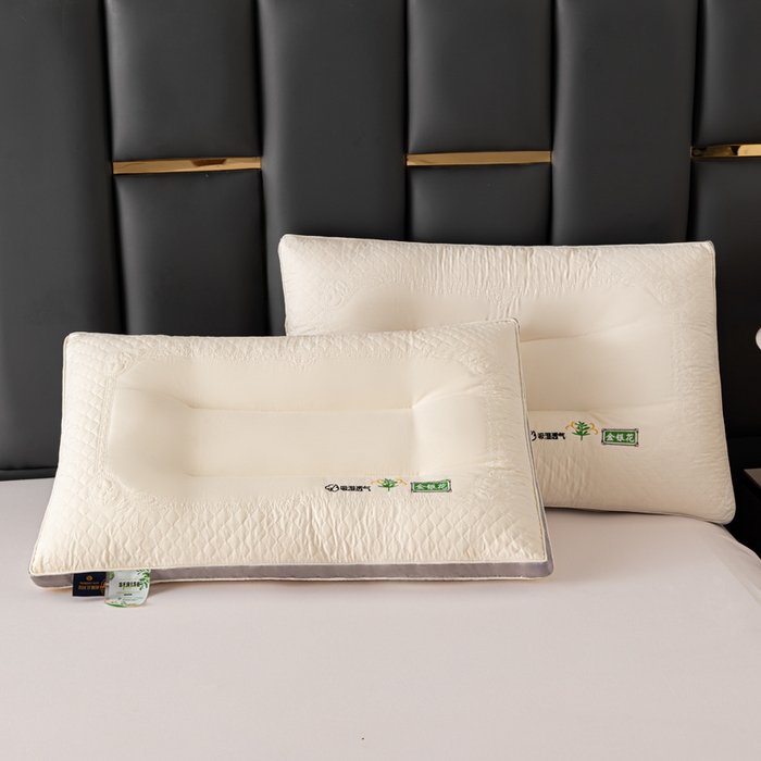 91家纺网 家纺一手货源 找家纺 佳尚枕芯 2025新款金银花乳胶护颈助眠抗菌枕吸湿透气枕芯枕头 米白