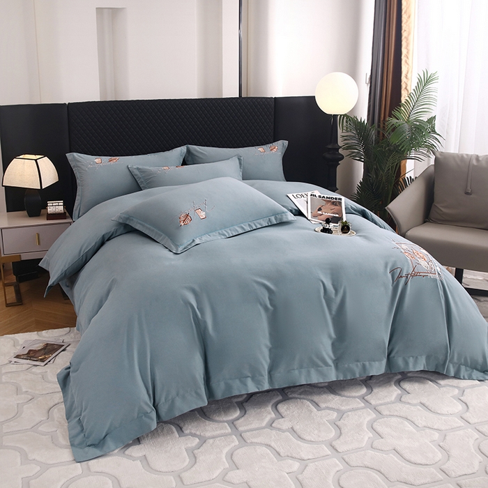 91家纺网 家纺一手货源 找家纺 金纱玉纺家纺 2024新款素色加厚公艺绣花四件套 叶香风暖-兰