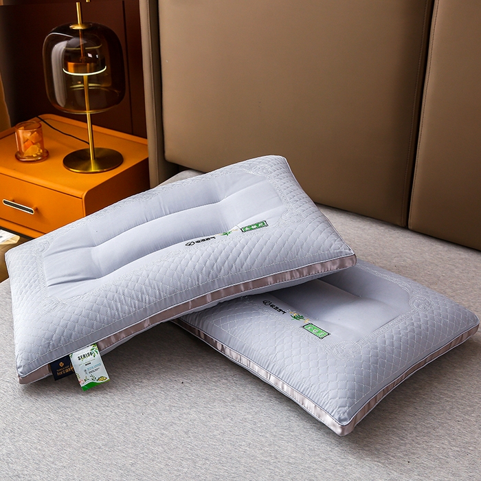 91家纺网 家纺一手货源 找家纺 佳尚枕芯 2025新款金银花乳胶护颈助眠抗菌枕吸湿透气枕芯枕头 灰色