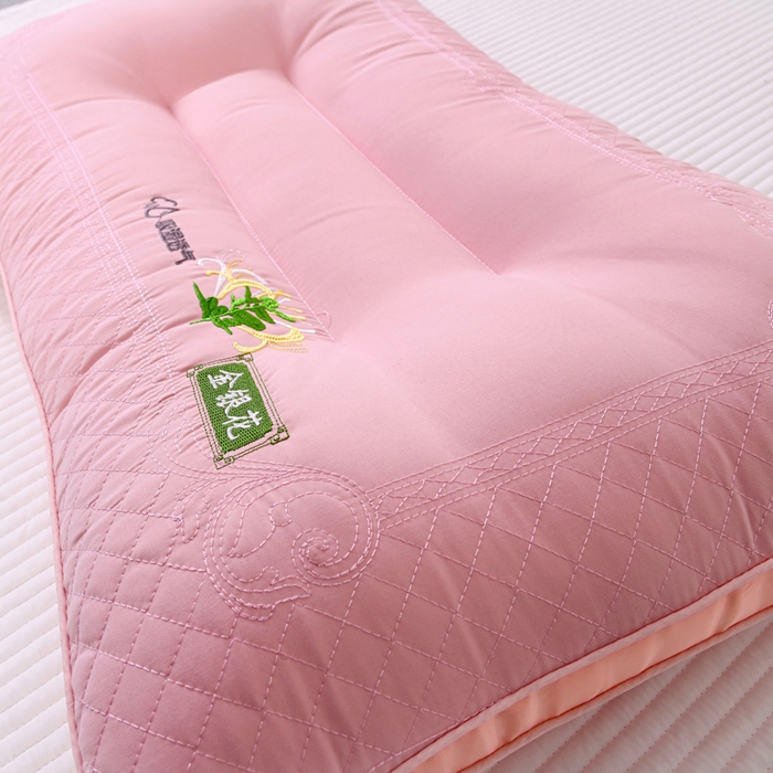 91家纺网 家纺一手货源 找家纺 佳尚枕芯 2025新款金银花乳胶护颈助眠抗菌枕吸湿透气枕芯枕头 粉色