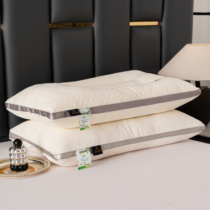 91家纺网 家纺一手货源 找家纺 佳尚枕芯 2025新款金银花乳胶护颈助眠抗菌枕吸湿透气枕芯枕头 米白