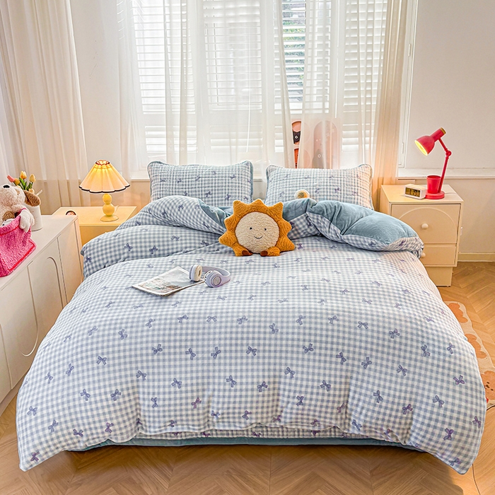 91家纺网 家纺一手货源 找家纺 喜居 2024新款宝宝牛奶绒印花单被套 恬梦蓝蓝