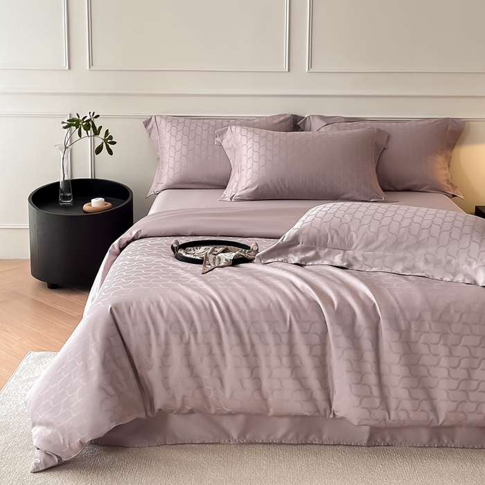 91家纺网 家纺一手货源 找家纺 舒慕 2025新款高端100支长绒棉全棉提花轻奢四件套 菲林客