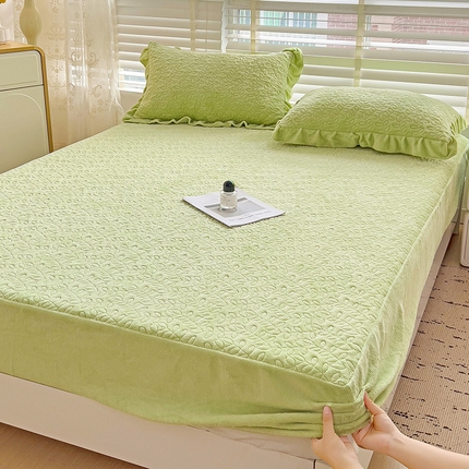 91家纺网 家纺一手货源 找家纺 （总）漫时光 2025新款230g纯色牛奶绒夹棉床笠