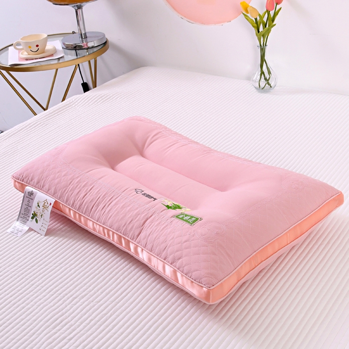 91家纺网 家纺一手货源 找家纺 佳尚枕芯 2025新款金银花乳胶护颈助眠抗菌枕吸湿透气枕芯枕头 粉色