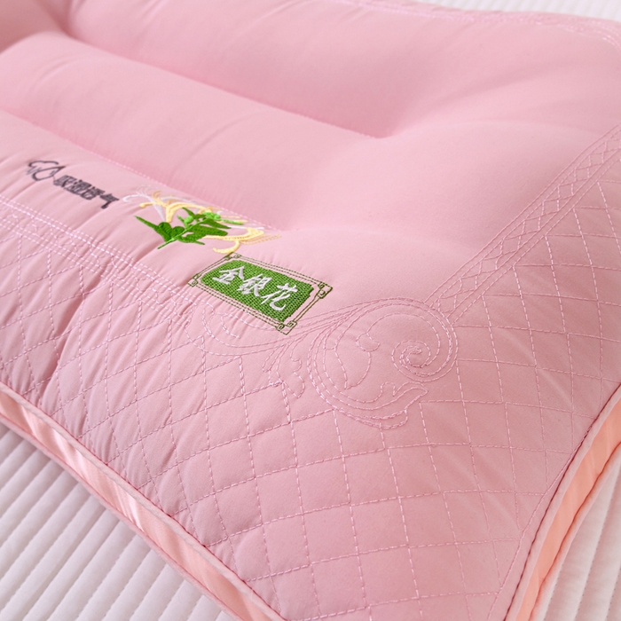 91家纺网 家纺一手货源 找家纺 佳尚枕芯 2025新款金银花乳胶护颈助眠抗菌枕吸湿透气枕芯枕头 粉色