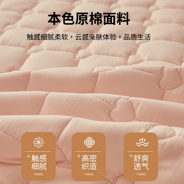 91家纺网 家纺一手货源 找家纺 笠客家纺 2024新款高颜值A类原棉大豆抗菌夹棉防水床笠床垫保护罩 （买家秀联系我） 爱格-浅粉