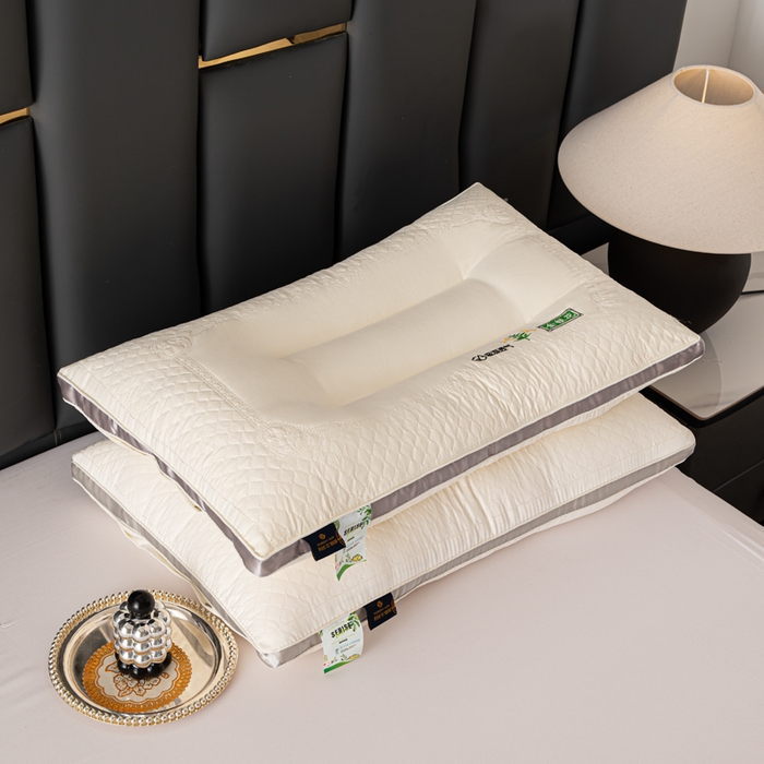 91家纺网 家纺一手货源 找家纺 佳尚枕芯 2025新款金银花乳胶护颈助眠抗菌枕吸湿透气枕芯枕头 米白