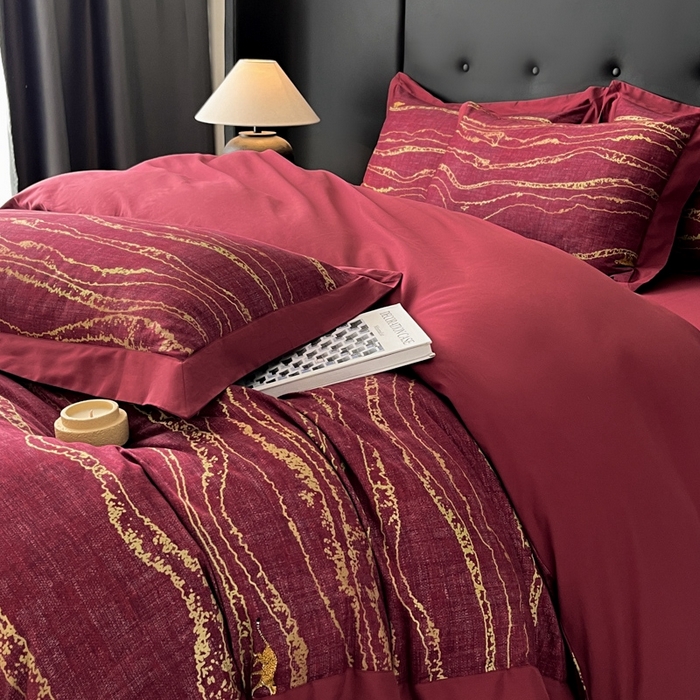 91家纺网 家纺一手货源 找家纺 魅都 2025新款100s长绒棉磨毛数码印花四件套 克里斯