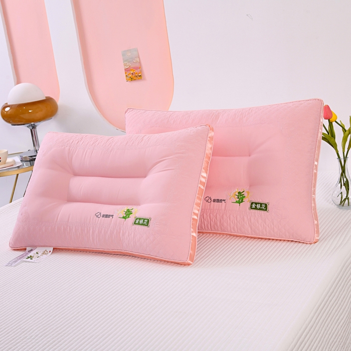 91家纺网 家纺一手货源 找家纺 佳尚枕芯 2025新款金银花乳胶护颈助眠抗菌枕吸湿透气枕芯枕头 粉色