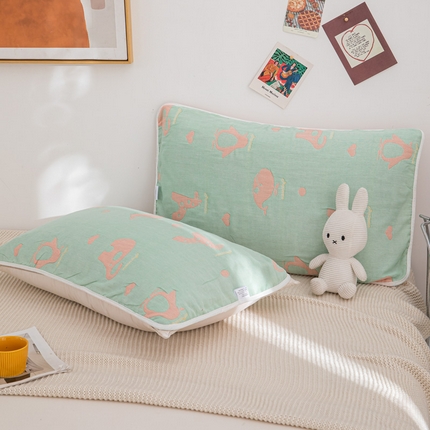 91家纺网 家纺一手货源 找家纺 （总）佰丝居 2023新款A类全棉六层纱布枕巾四季用纯棉加大枕头巾家用枕芯盖巾（风格二）